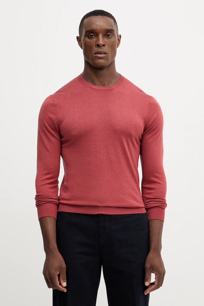 Vuneni pulover Hackett London okrugli crvena HM7000006