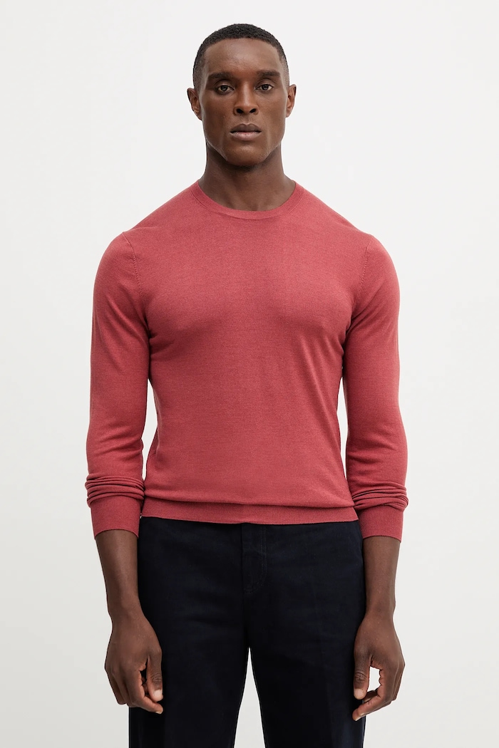 Vuneni pulover Hackett London okrugli crvena HM7000006