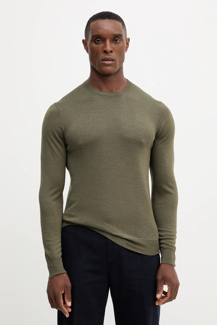 Hackett London Pulover de lână verde HM7000006
