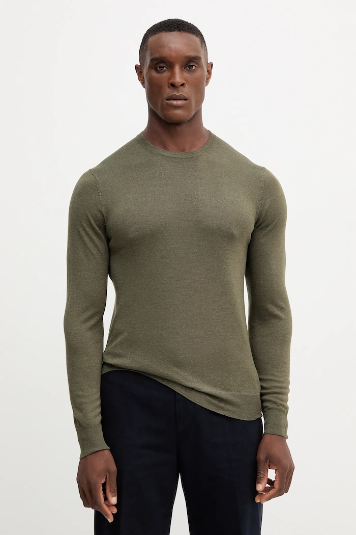 Hackett London Pulover de lână verde HM7000006