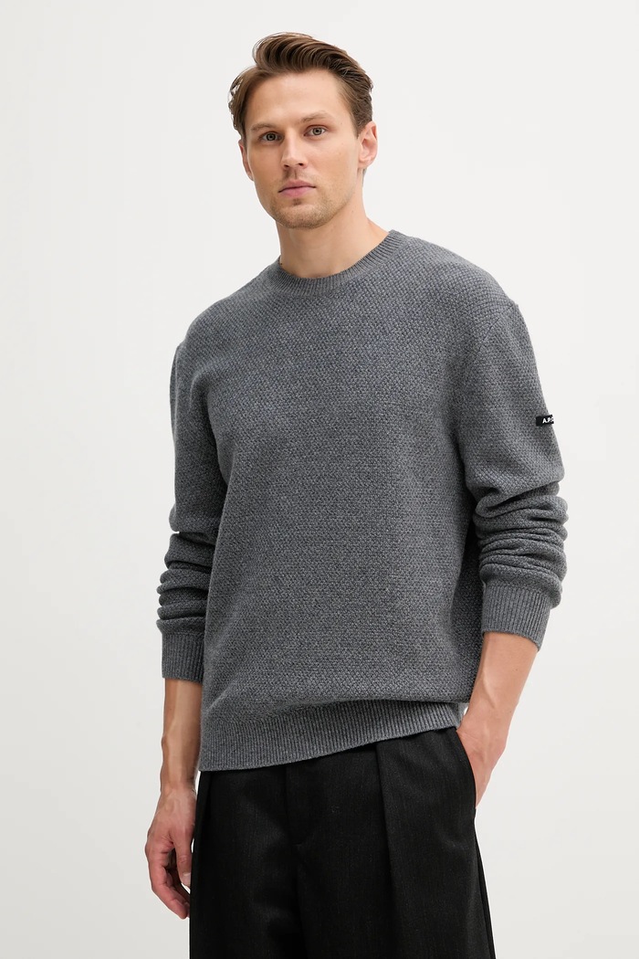 A.P.C. pulover de lână pull thomas grosime medie gri WVBCZ.H23434