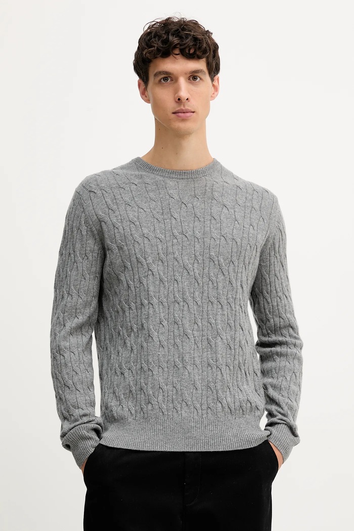 Hackett London pulover de lână subtiri gri HM7000079