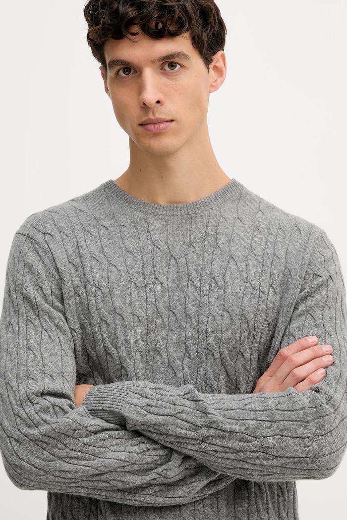 Hackett London pulover de lână gri HM7000079
