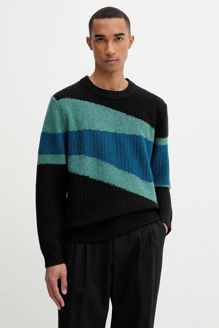Vlněný svetr PS Paul Smith kulatý černá M2R.499Z.T22518