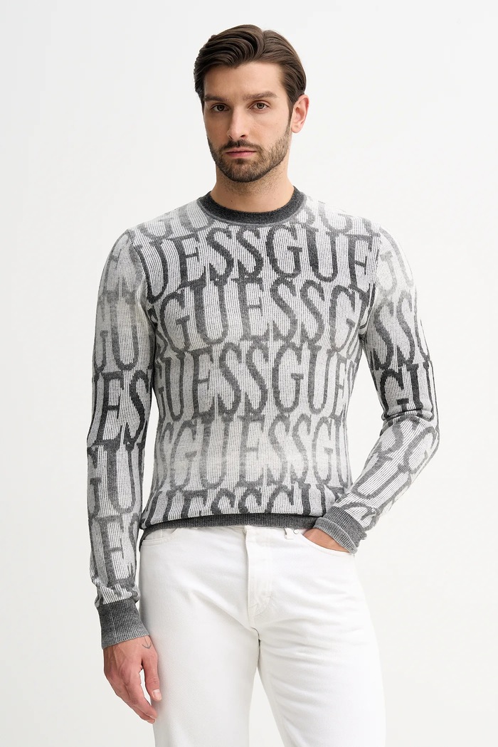 Πουλόβερ με προσθήκη μαλλιού Guess JOSHWA λεπτό γκρί M5BR24.Z0500