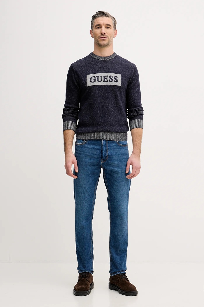 Πουλόβερ με προσθήκη μαλλιού Guess JACK M5BR28.Z0531 σκούρο μπλε AW25