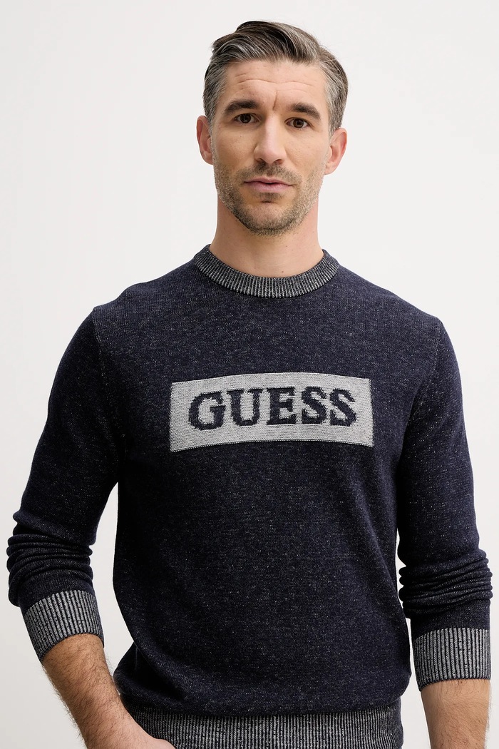 Πουλόβερ με προσθήκη μαλλιού Guess JACK σκούρο μπλε M5BR28.Z0531