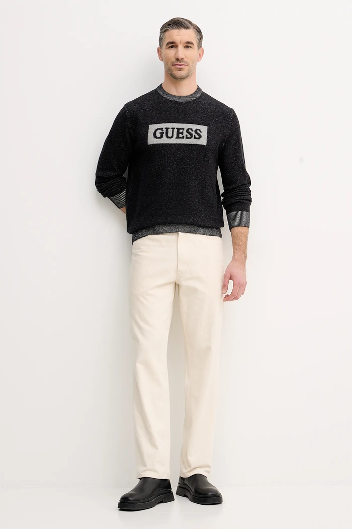 Πουλόβερ με προσθήκη μαλλιού Guess JACK M5BR28.Z0531 μαύρο AW25