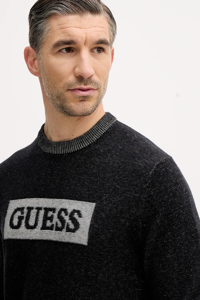Πουλόβερ με προσθήκη μαλλιού Guess JACK μαύρο M5BR28.Z0531