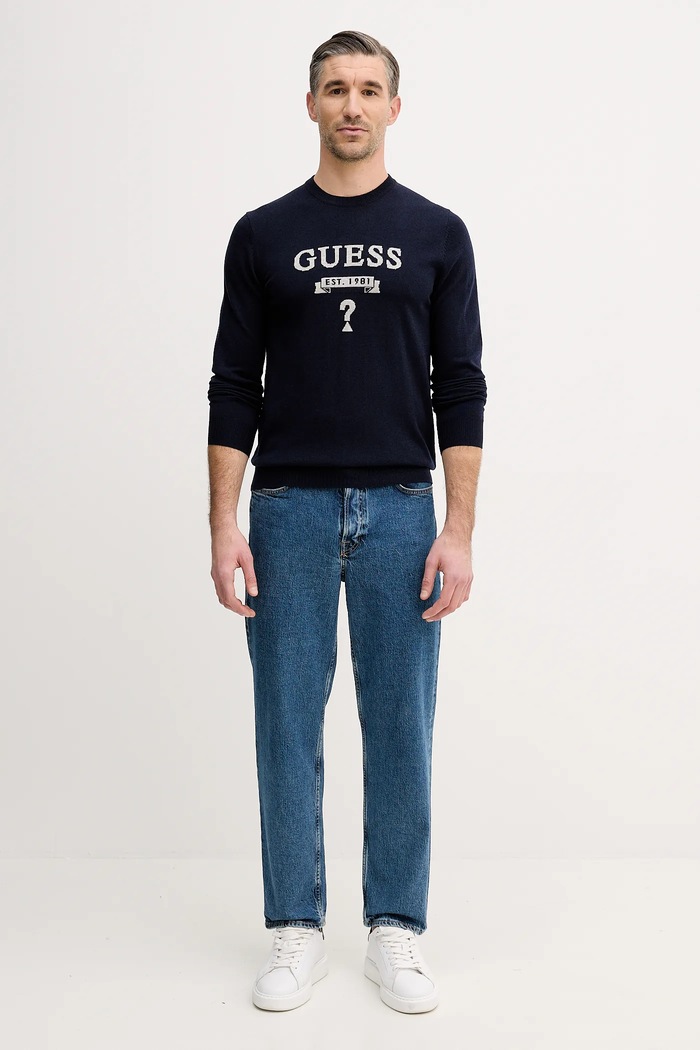 Πουλόβερ σε μείγμα μεταξιού Guess HAMMOND M5YR00.Z0122 σκούρο μπλε AW25