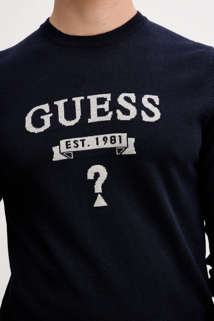 Πουλόβερ σε μείγμα μεταξιού Guess HAMMOND M5YR00.Z0122 σκούρο μπλε