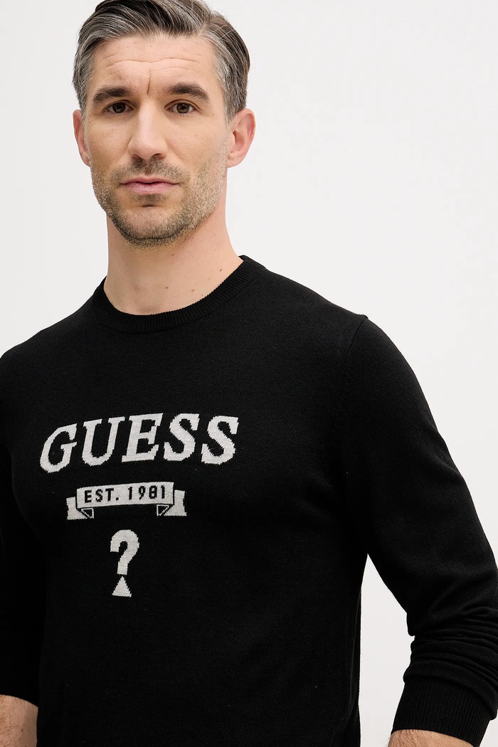 Πουλόβερ σε μείγμα μεταξιού Guess HAMMOND μαύρο M5YR00.Z0122