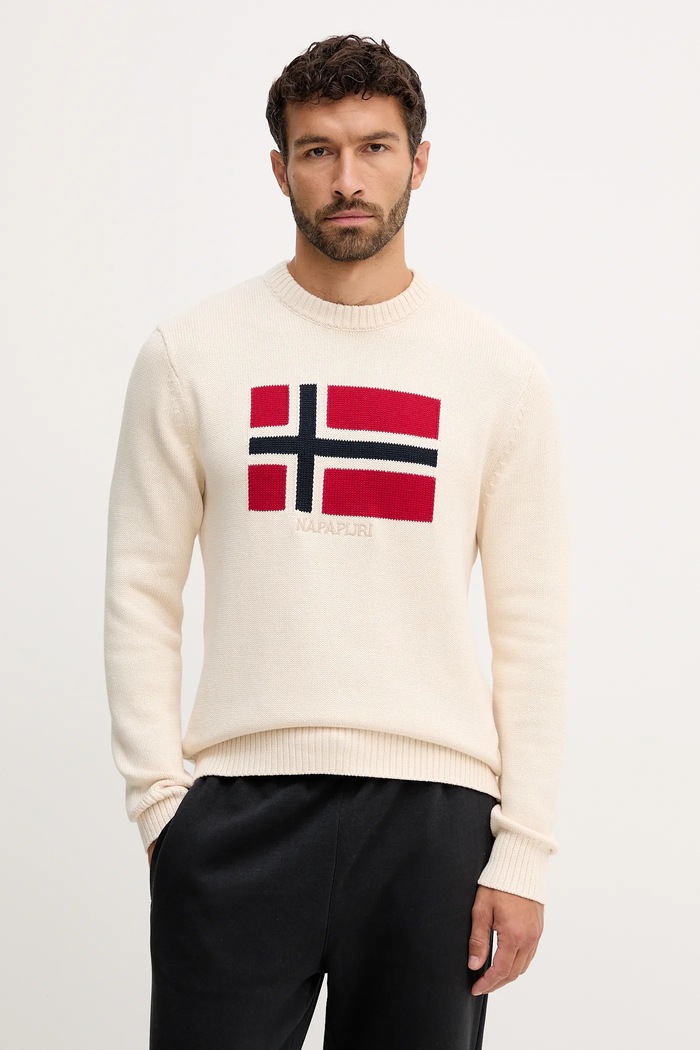 Napapijri maglione in cotone D-Mura medio spessore beige NP0A891UN1J1