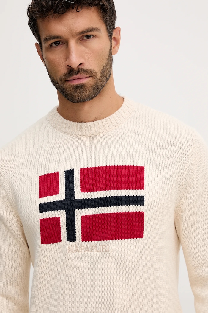 Napapijri maglione in cotone D-Mura beige NP0A891UN1J1