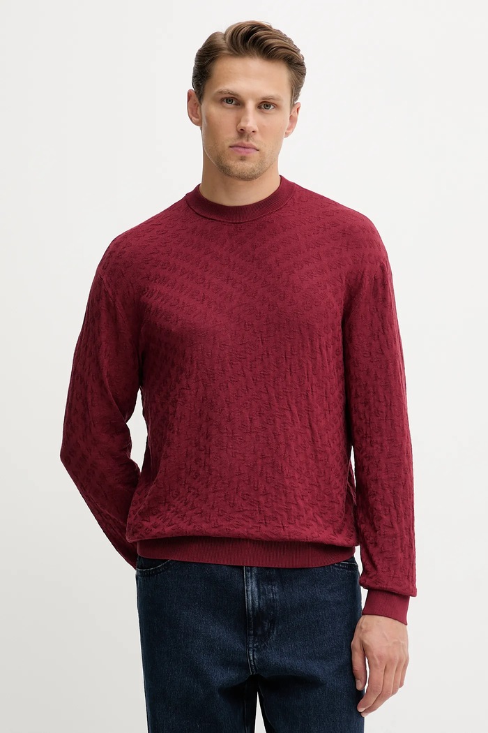 Sveter Armani Exchange okrúhly burgundské XM001316.AF10454