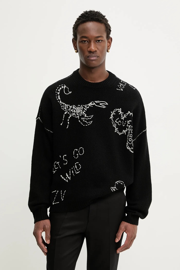 Μάλλινο πουλόβερ ZADIG&VOLTAIRE απλικέ μαύρο KMSW01790