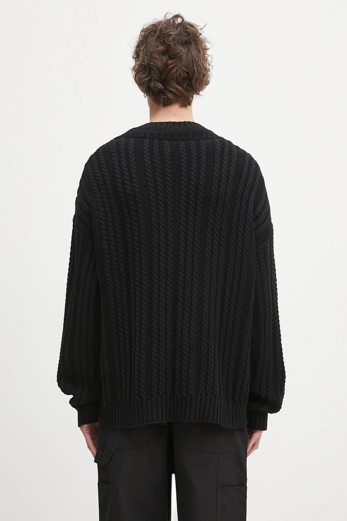 Одежда Хлопковый свитер Sky High Farm Cableknit v-neck SHF07N005 чёрный
