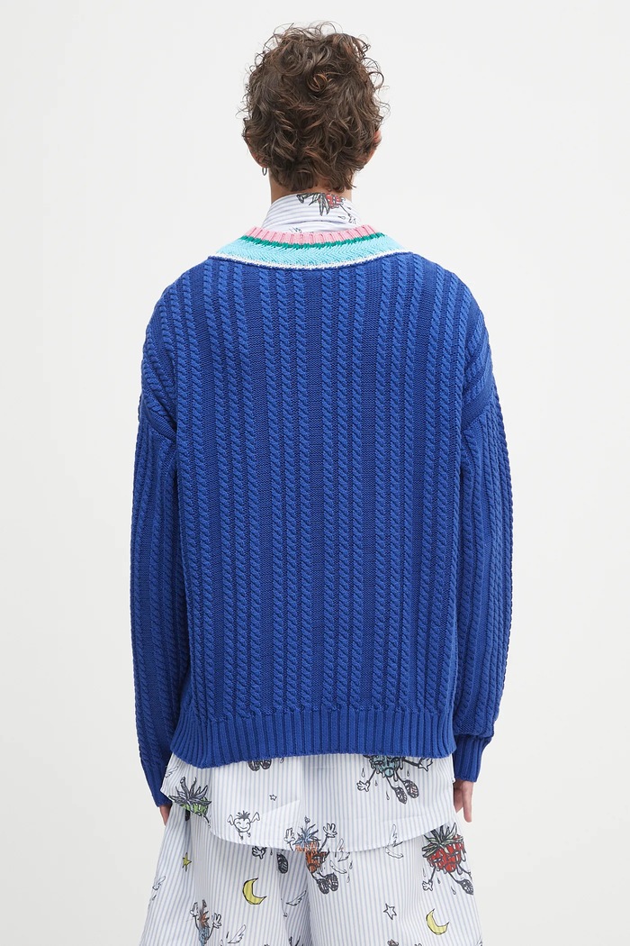 Ρούχα Πουλόβερ Sky High Farm Cableknit v-neck SHF07N007 μπλε