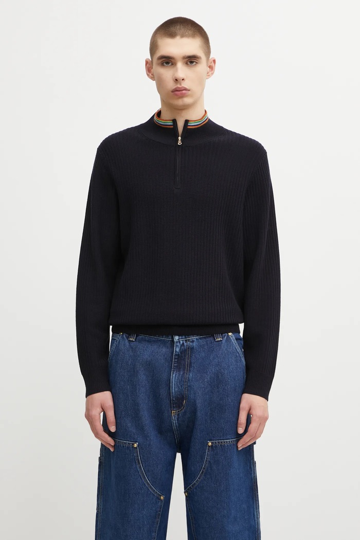 Vlněný svetr Paul Smith propínací námořnická modř M1R.548Z.T02825