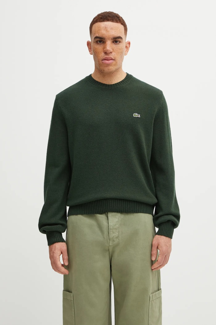 Lacoste maglione in lana semplice verde AH2916