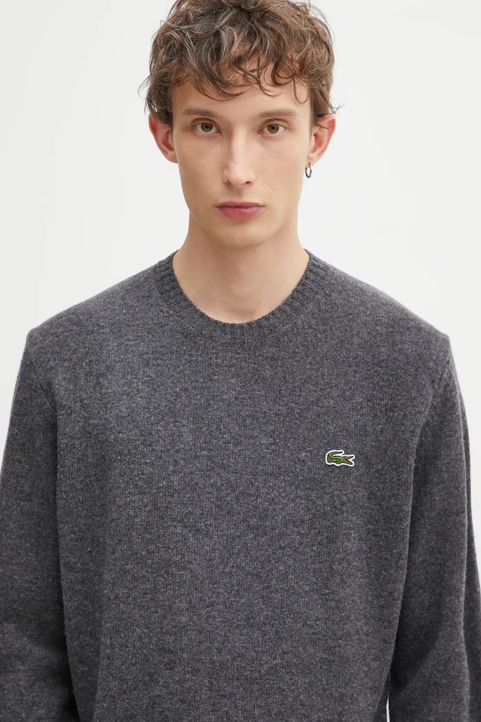 Vlněný svetr Lacoste šedá AH2916