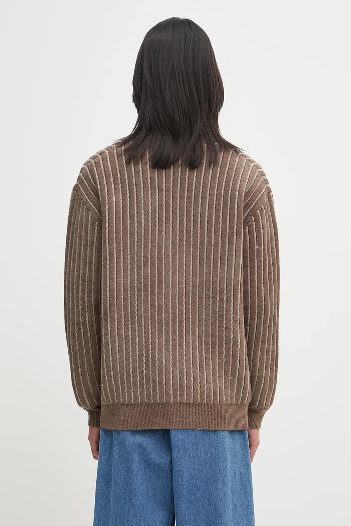 Odzież Drôle de Monsieur Le Cardigan Monogramme kardigan z dodatkiem wełny męski I.CA159.VI024 brązowy