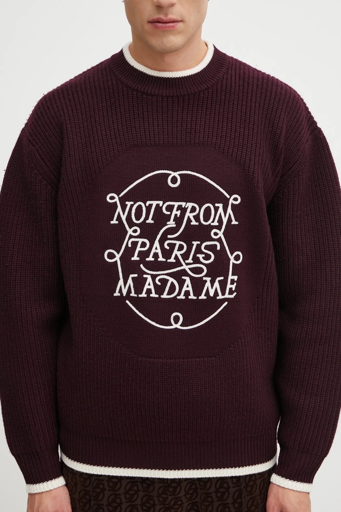 Vlněný svetr Drôle de Monsieur La Maille Slogan fialová I.PO184.WO007