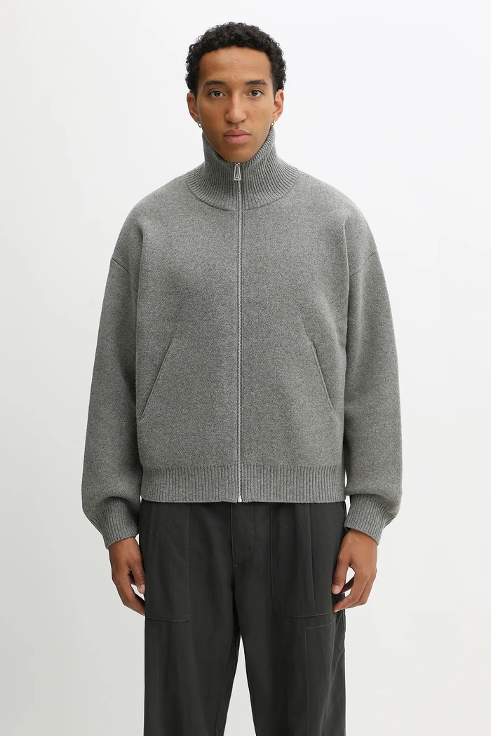 Axel Arigato Cardigan with wool blend Core zip-up gray A2143003