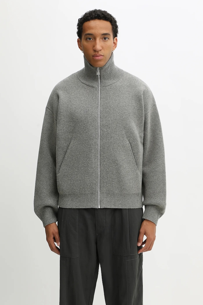 Axel Arigato Cardigan with wool blend Core zip-up gray A2143003
