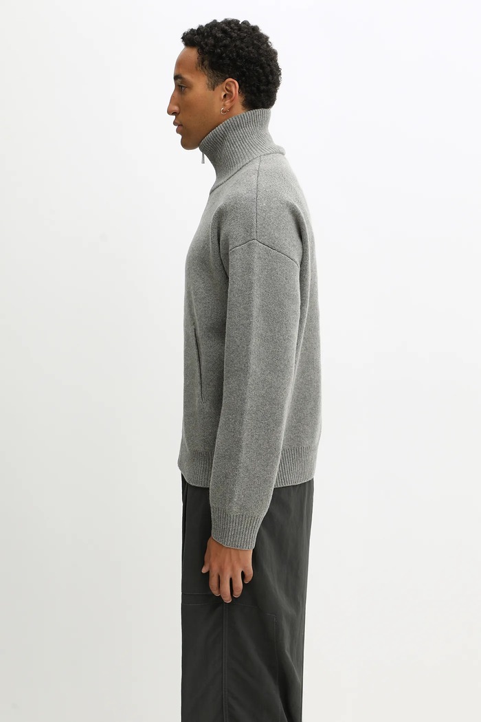 Axel Arigato Cardigan with wool blend Core zip-up A2143003 gray AW25