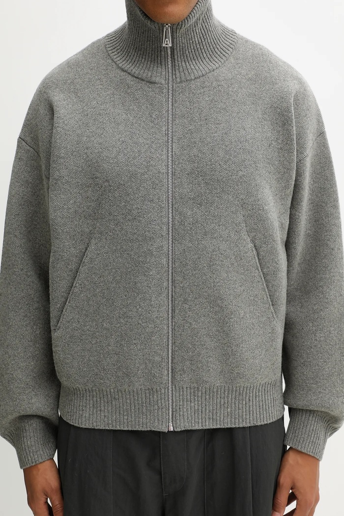 Cardigan with wool blend Core zip-up Axel Arigato A2143003 gray
