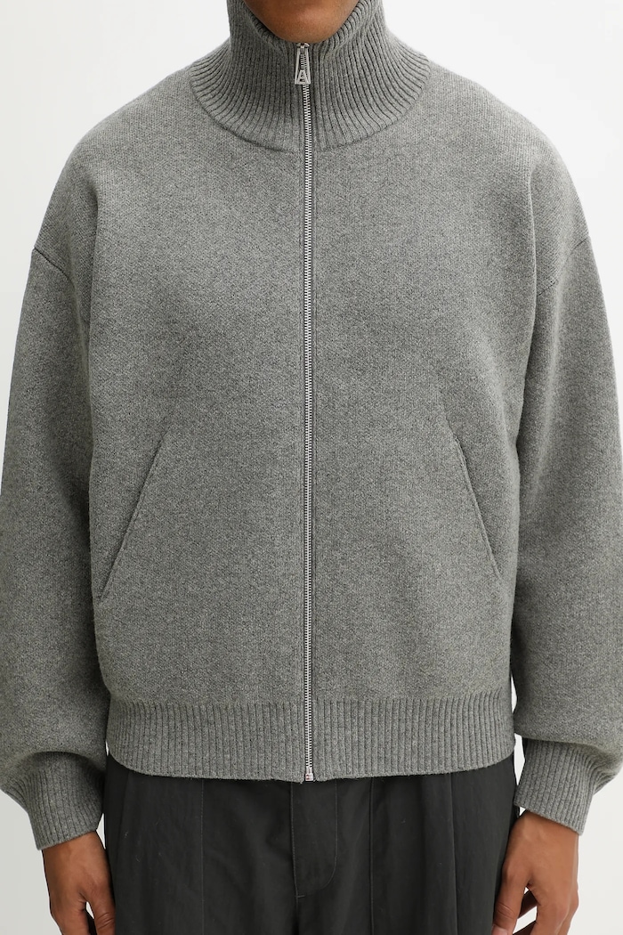 Cardigan with wool blend Core zip-up Axel Arigato A2143003 gray