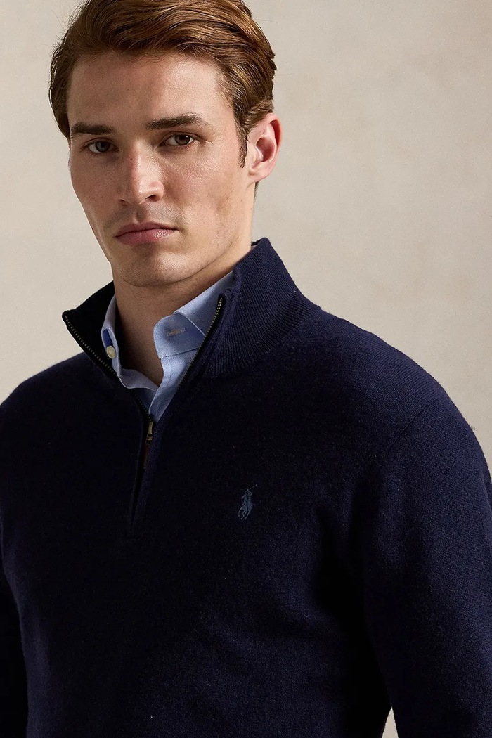 Sweter wełniany Polo Ralph Lauren 710876756 granatowy