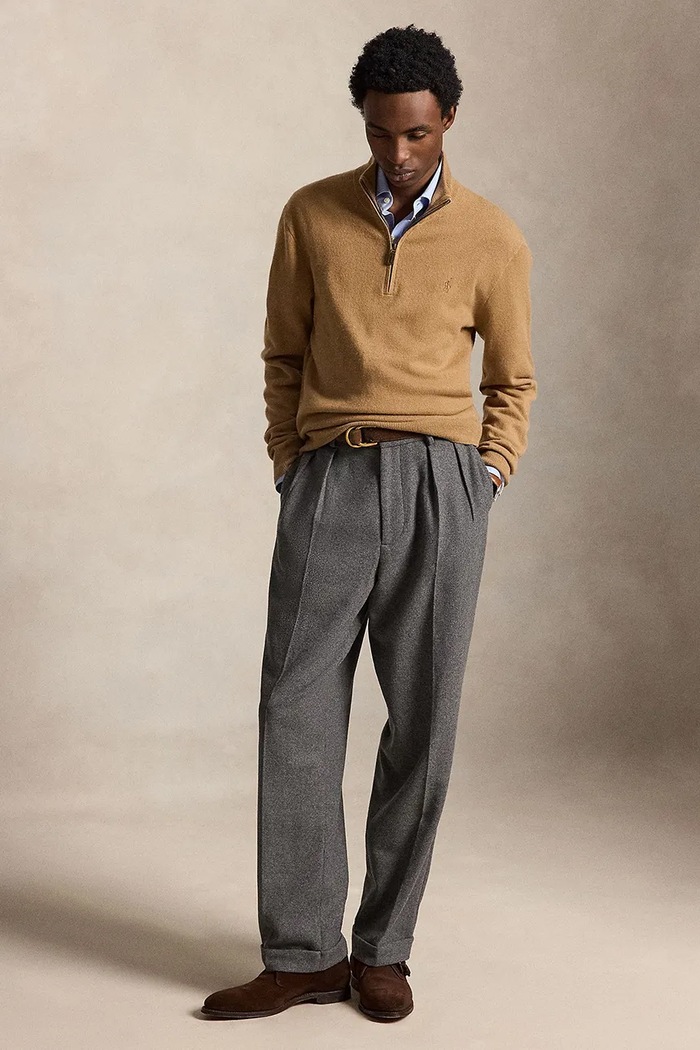 Odzież Polo Ralph Lauren Sweter męski wełniany 710876756 brązowy