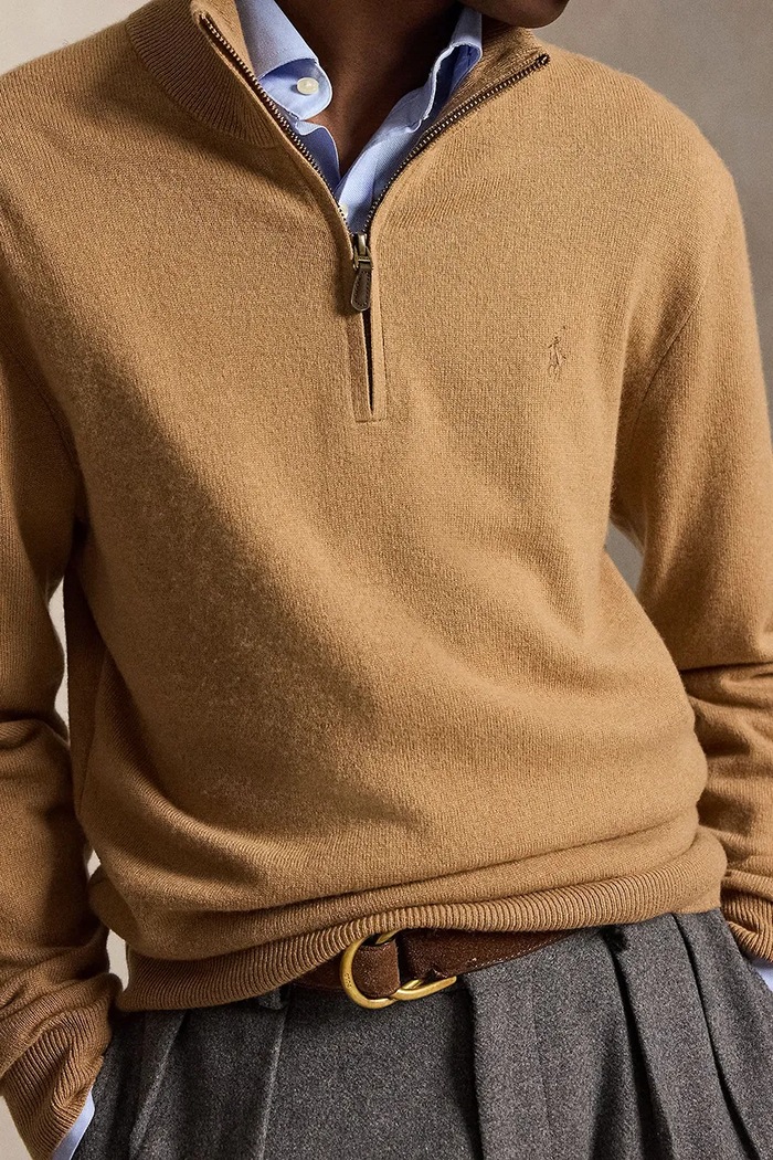 Sweter męski wełniany Polo Ralph Lauren 710876756 brązowy