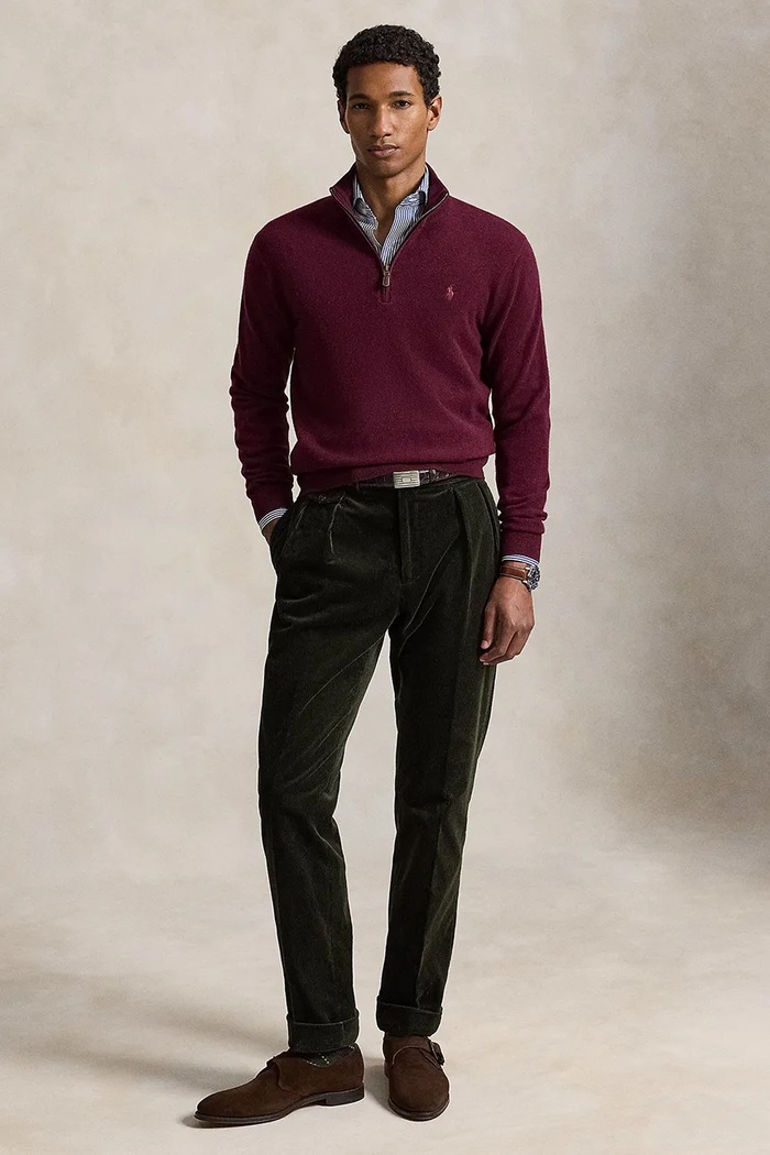 Odzież Polo Ralph Lauren Sweter męski wełniany 710876756 bordowy