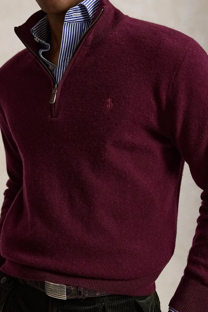 Sweter męski wełniany Polo Ralph Lauren 710876756 bordowy