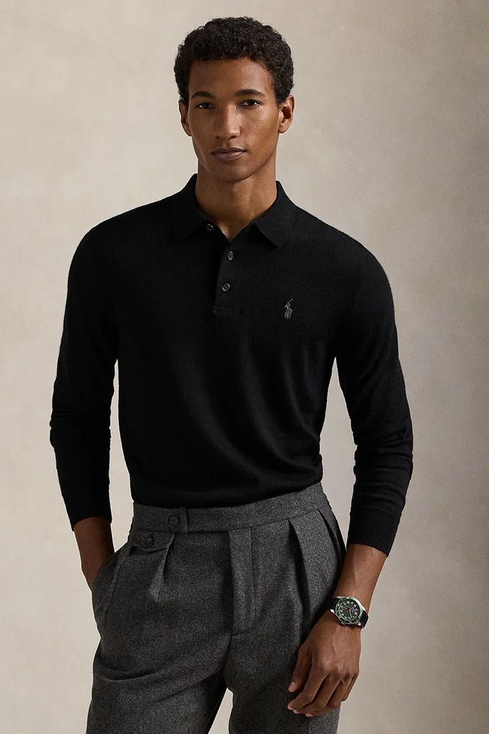 Πουλόβερ Polo Ralph Lauren μεσαίου πάχους μαύρο 710941104