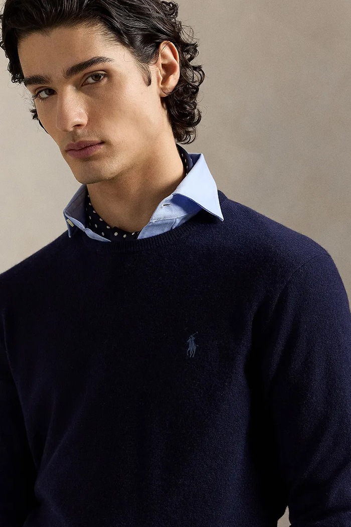 Volnen pulover Polo Ralph Lauren Polo Ralph Lauren 710974148 mornarsko modra