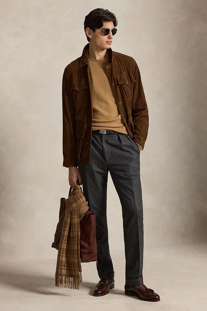 Odzież Polo Ralph Lauren Sweter męski wełniany 710974148 brązowy