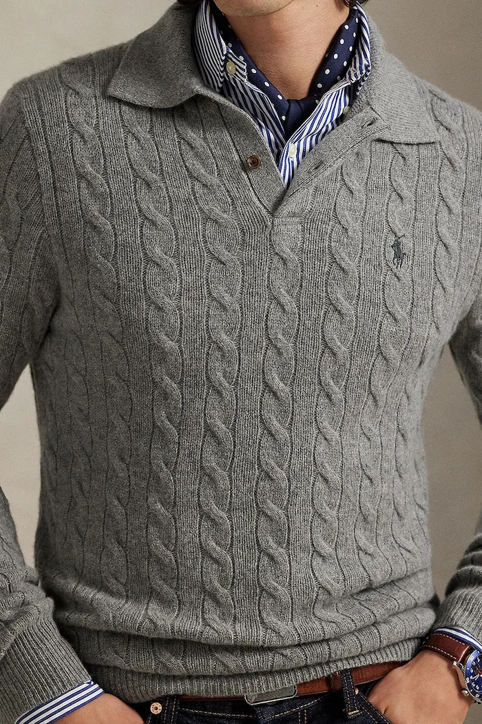 Vlnený sveter Polo Ralph Lauren sivá 710974165