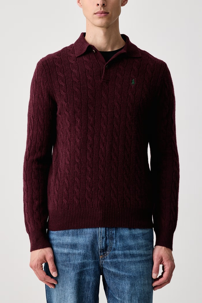 Pulover za muškarce od vune Polo Ralph Lauren 710974165 bordo