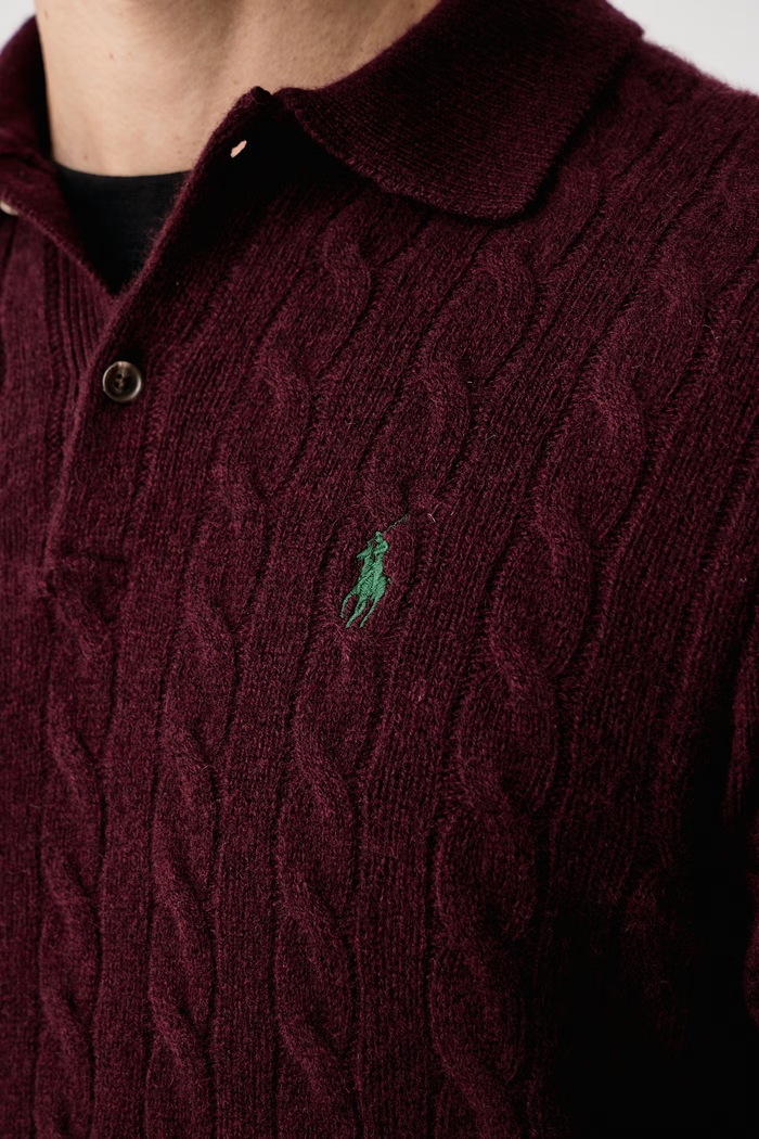 Pulover za muškarce od vune Polo Ralph Lauren bordo 710974165