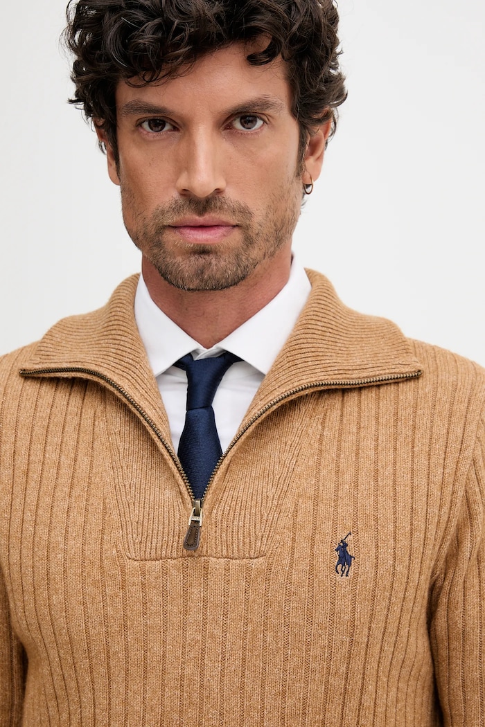 Μάλλινη μπλουζα Polo Ralph Lauren καφέ 710974167