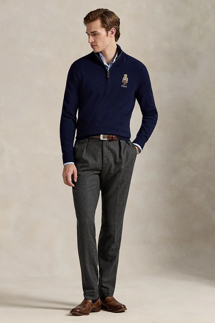 Одежда Polo Ralph Lauren Шерстяной свитер Polo Ralph Lauren 710978300 тёмно-синий
