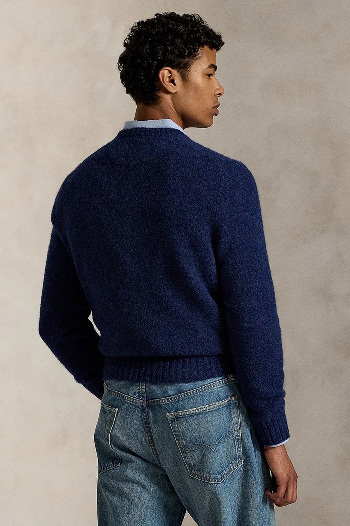 Pulover z dodatkom volne Polo Ralph Lauren 710979098 mornarsko modra AW25