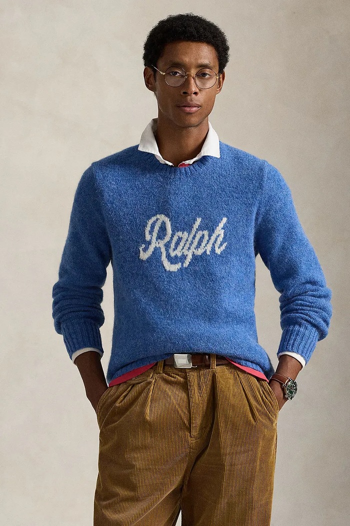 Pulover z dodatkom volne Polo Ralph Lauren Tanka modra 710979098