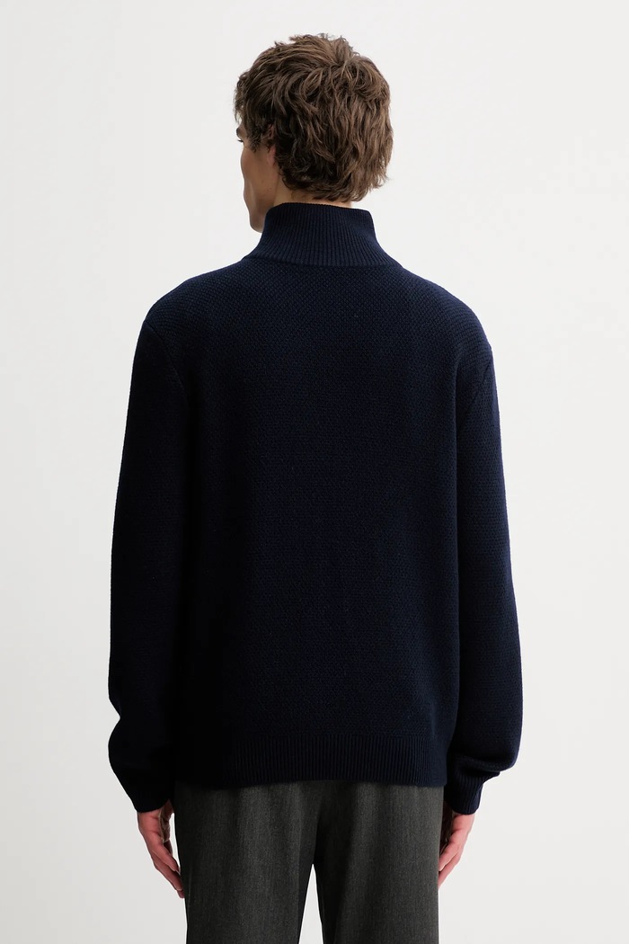 Odzież A.P.C. sweter wełniany Pull Theo WVBCZ.H23416 granatowy