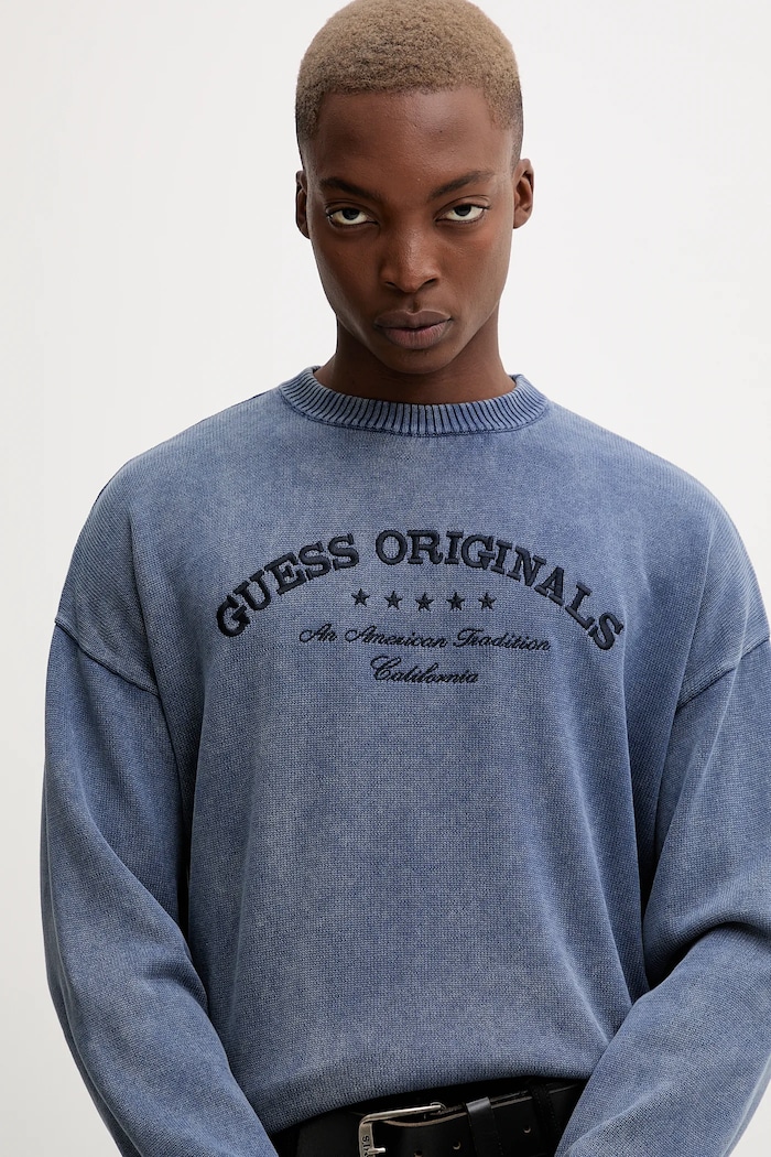 Bavlnený sveter Guess Originals tmavomodrá M5BR01.Z3P41