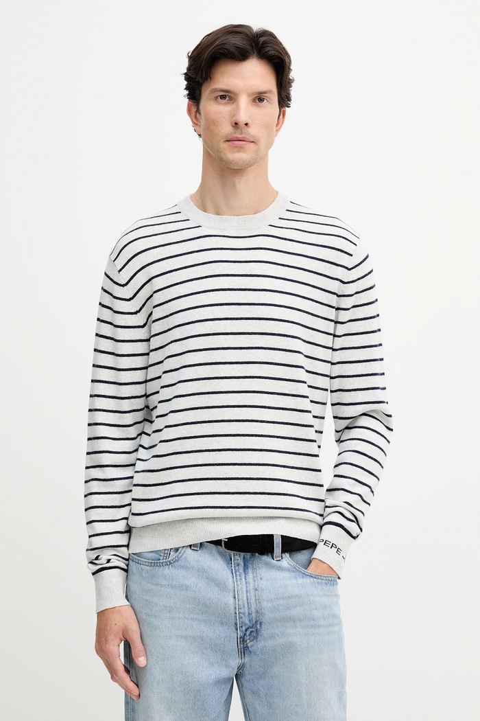Pepe Jeans pulover din amestec de lână subtiri gri PM7000010